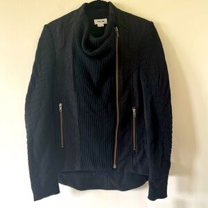 Helmut Lang NWT Asymmetrical Zip Black Deep Charcoal Sweater Jacket Size Small